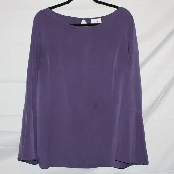 ECI, Long Sleeve Bell Cuff Blouse, XL, Purple Eggplant, Polyester, Lightly Used - Picture 3 of 7